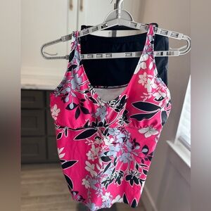 Women’s Tankini Two Piece Pink Floral Swimsuit- Tankini Top w/Boy Shorts SZ XXXL